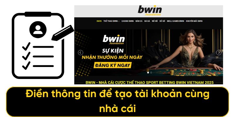 Điền thông tin để tạo tài khoản cùng nhà cái 